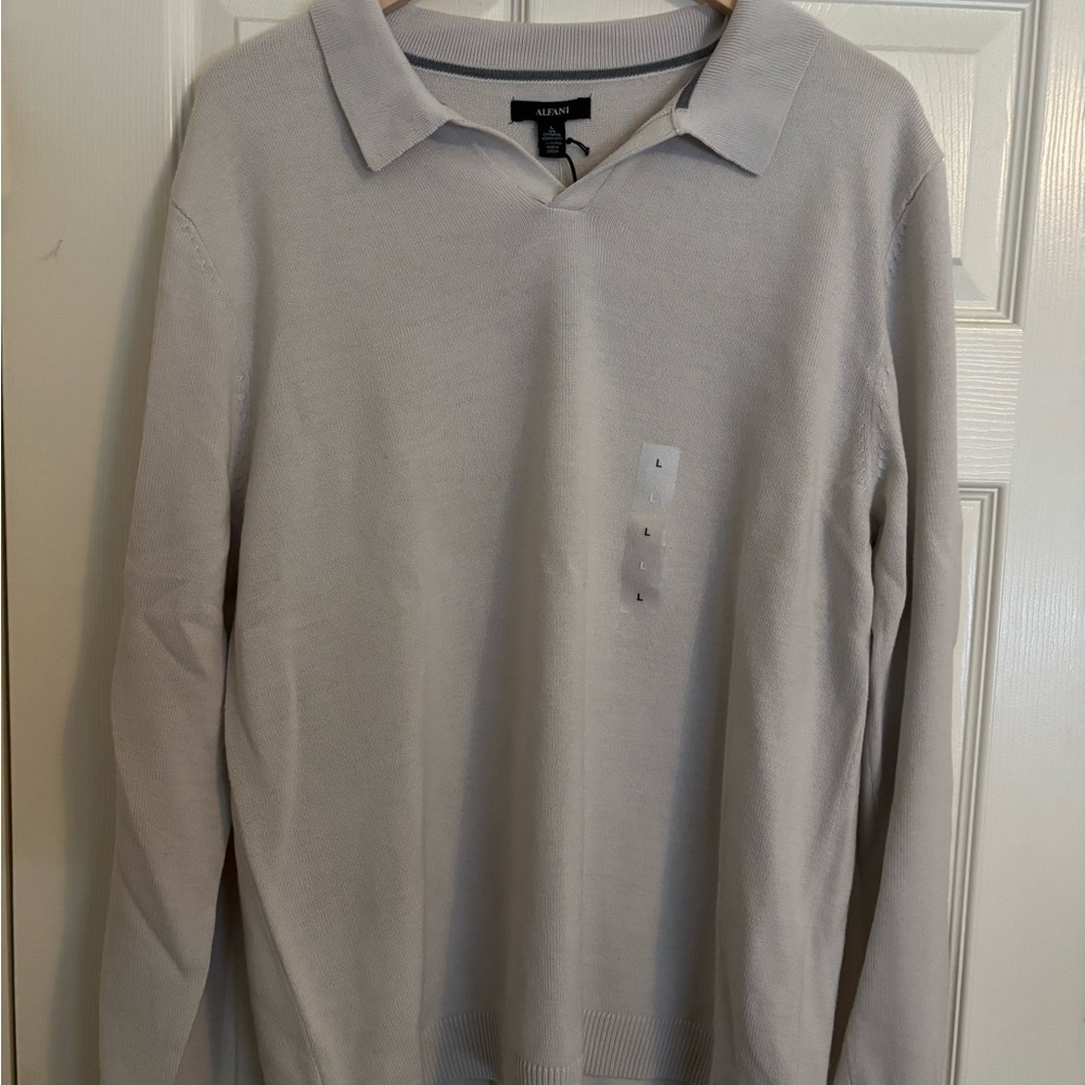 Alfani Men's Light Gray Polo Shirt